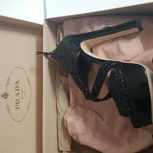 Prada miu miu black gorgeous sparkle heels